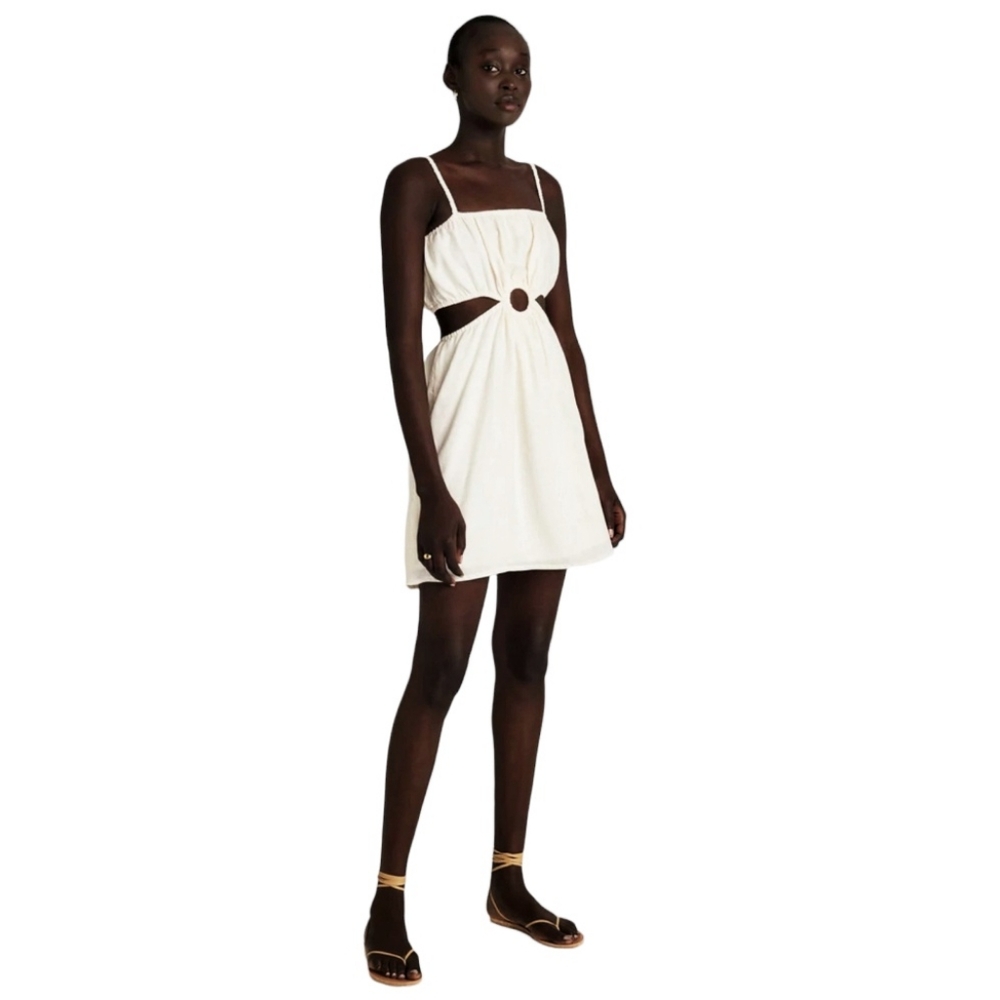 ANTHROPOLOGIE FAITHFULL THE BRAND Linen Cutout Mini Dress Shell Festival M 8 - Picture 7 of 7